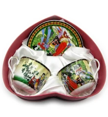 Сервиз фарфор (2HE79) 2 чашки +2 блюдца «Девушки» (160мл) (h-6 см купить в интернет магазине подарков ПраздникШоп