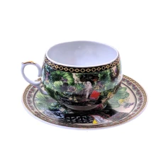 Чашка+блюдце фарфор (210 мл) (ACS127) «Китаянка зеленый» (h-6 см купить в интернет магазине подарков ПраздникШоп