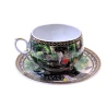 Чашка + блюдце фарфор (210 мл) (ACS127) «Китаянка зелений» (h-6 см, d-чашки - 8 см, d-блюдця - 14 см)