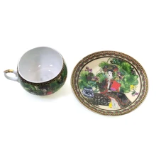 Чашка+блюдце фарфор (210 мл) (ACS127) «Китаянка зеленый» (h-6 см купить в интернет магазине подарков ПраздникШоп