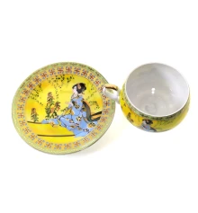 Чашка+блюдце фарфор (210 мл) (ACS141-4) «Жёлтый» (h-6 см купить в интернет магазине подарков ПраздникШоп