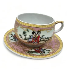 Чашка+блюдце фарфор (210 мл) (ACS108-8) «Розовый» (h-6 см купить в интернет магазине подарков ПраздникШоп