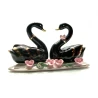 Статуэтка Черные лебеди пара фарфор (13.5×7×4.5 см)