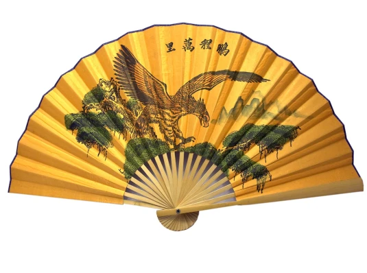 Веер бамбук с шелком «Орел на желтом фоне» купить в интернет магазине подарков ПраздникШоп