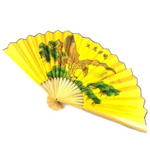 Веер бамбук с шелком «Орел на желтом фоне» купить в интернет магазине подарков ПраздникШоп