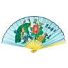 Веер бамбук с шелком «Павлины на голубом фоне»