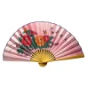 Веер бамбук с шелком «Пионы на розовом фоне»