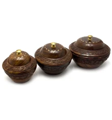 Шкатулки круглые розовое дерево набор 3 шт. (d-18 см купить в интернет магазине подарков ПраздникШоп