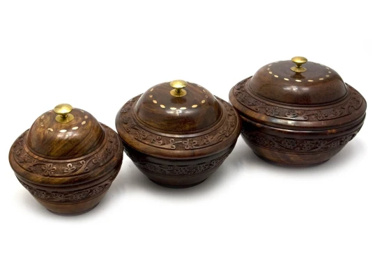 Шкатулки круглые розовое дерево набор 3 шт. (d-18 см купить в интернет магазине подарков ПраздникШоп