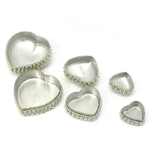 Шкатулки металические с жемчугом (набор 3 шт.)«Сердечки» (7.5×7.5×4 см 5×5×3 см 4×4×2.5 см) купить в интернет магазине подарков ПраздникШоп