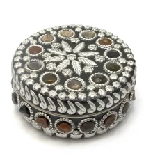 Шкатулка металическая с камнями (d-11.5 см h-5 см) купить в интернет магазине подарков ПраздникШоп