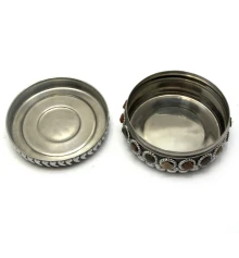 Шкатулка металическая с камнями (d-11.5 см h-5 см) купить в интернет магазине подарков ПраздникШоп