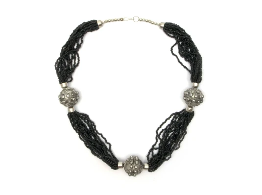 Ожерелье из биссера и металла «Черное» (35 см) купить в интернет магазине подарков ПраздникШоп