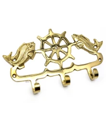 Вешалка-ключница «Штурвал с рыбами» бронза (19×10.5×2 см) купить в интернет магазине подарков ПраздникШоп