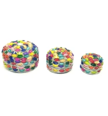 Шкатулки металические (н-р 3 шт.) с мозаикой (7.5×7.5×4.5 см 6×6×3.5 см 5×5×3 см) купить в интернет магазине подарков ПраздникШоп