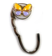 Сумкодержатель для женской сумочки «Бабочка-Замок» желто-фиолетовый (6.5×4.5×1.5 см) купить в интернет магазине подарков ПраздникШоп