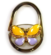 Сумкодержатель для женской сумочки «Бабочка-Замок» желто-фиолетовый (6.5×4.5×1.5 см) купить в интернет магазине подарков ПраздникШоп