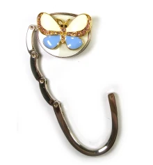 Сумкодержатель для женской сумочки «Бабочка-Замок» бело-фиолетовый (6.5×4.5×1.5 см) купить в интернет магазине подарков ПраздникШоп