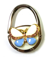 Сумкодержатель для женской сумочки «Бабочка-Замок» бело-фиолетовый (6.5×4.5×1.5 см) купить в интернет магазине подарков ПраздникШоп