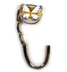 Сумкодержатель для женской сумочки «Бабочка-Замок» бело-синий (6.5×4.5×1.5 см) купить в интернет магазине подарков ПраздникШоп