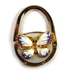 Сумкодержатель для женской сумочки «Бабочка-Замок» бело-синий (6.5×4.5×1.5 см) купить в интернет магазине подарков ПраздникШоп