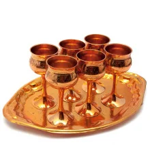 Рюмки бронзовые на подносе «Медь» (н-р 6 шт.) (h-13 d-5.5 см)(80мл) (поднос 30×20×1 см) купить в интернет магазине подарков ПраздникШоп