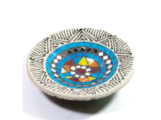 Блюдо терракотовое с мозаикой (d- 15.5 h-2.5 см) купить в интернет магазине подарков ПраздникШоп