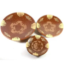 Блюда терракотовые набор 3 шт. (d-25 h4.5 см d-20.5 h-3.5 см d-14.5 h- 2 см) купить в интернет магазине подарков ПраздникШоп