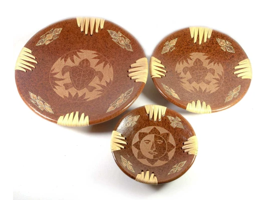 Блюда терракотовые набор 3 шт. (d-25 h4.5 см d-20.5 h-3.5 см d-14.5 h- 2 см) купить в интернет магазине подарков ПраздникШоп