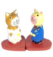 Кот с кошкой пара на сердечках дерево (16×10.5×7.5 см) купить в интернет магазине подарков ПраздникШоп