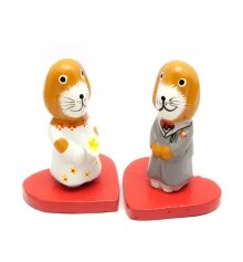 Собачки пара на сердечке дерево (16×10.5×7.5 см) купить в интернет магазине подарков ПраздникШоп