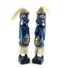 Папуасы пара резные дерево синие (34×6×5 см) купить в интернет магазине подарков ПраздникШоп