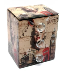 Шкатулка для украшений «Мерлин Монро»с зеркальцем стеклянная (15×12×9.5 см) купить в интернет магазине подарков ПраздникШоп