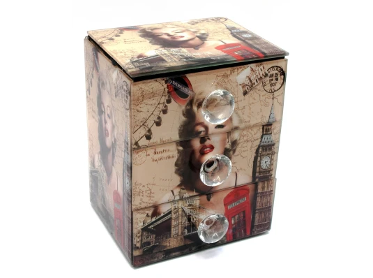 Шкатулка для украшений «Мерлин Монро»с зеркальцем стеклянная (15×12×9.5 см) купить в интернет магазине подарков ПраздникШоп