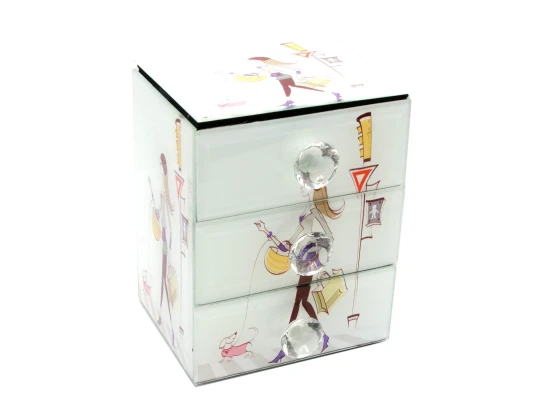 Шкатулка для украшений «Девушка с собачкой»с зеркальцем стеклянная (15×12×9.5 см) купить в интернет магазине подарков ПраздникШоп