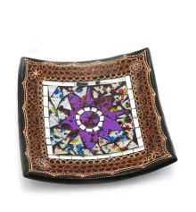 Блюдо терракотовое с мозаикой (19×19×4 см) купить в интернет магазине подарков ПраздникШоп