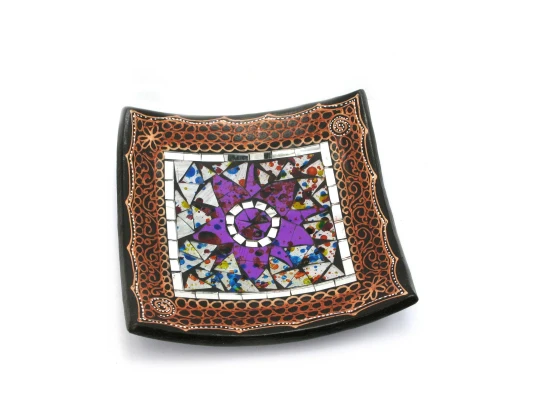 Блюдо терракотовое с мозаикой (19×19×4 см) купить в интернет магазине подарков ПраздникШоп