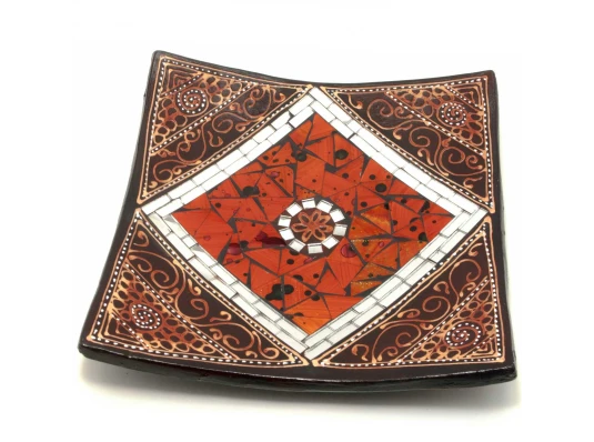 Блюдо терракотовое с мозаикой (19×19×4 см) A купить в интернет магазине подарков ПраздникШоп
