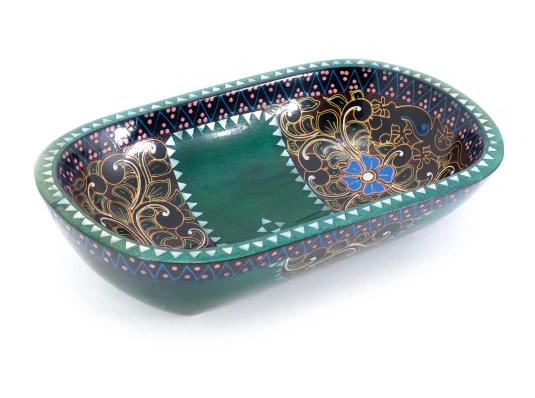 Братина из цельного дерева инкрустированная перламутром (25×15.5×5.5 см) купить в интернет магазине подарков ПраздникШоп