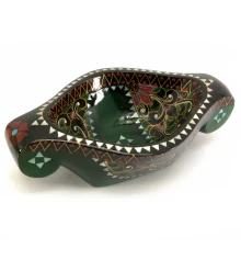 Братина «Ладья» из цельного дерева инкрустированная перламутром (19.5×11×4.5 см) купить в интернет магазине подарков ПраздникШоп