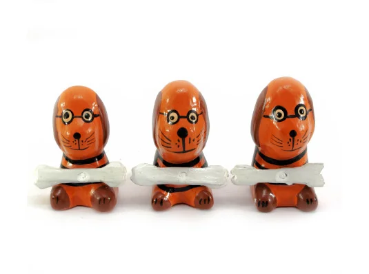 Собаки 3 шт. деревянные (1 шт-5×3×3.5 см) купить в интернет магазине подарков ПраздникШоп