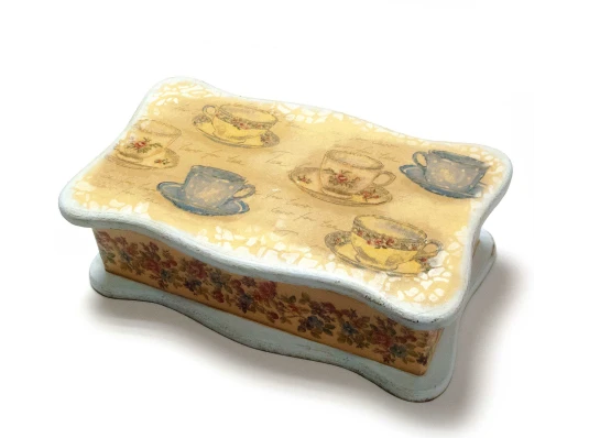Шкатулка для чайных пакетов «Чашки» (26.5×15.5×9.5) ольха купить в интернет магазине подарков ПраздникШоп