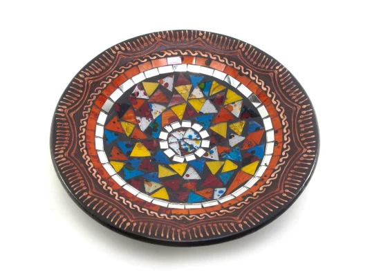 Блюдо терракотовое с мозаикой (d- 26 h-3 см) купить в интернет магазине подарков ПраздникШоп