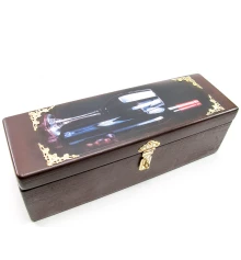 Футляр для бутылок с барменским ножом «Коричневый» (массив дерева 36×11.5×11.5 см) купить в интернет магазине подарков ПраздникШоп