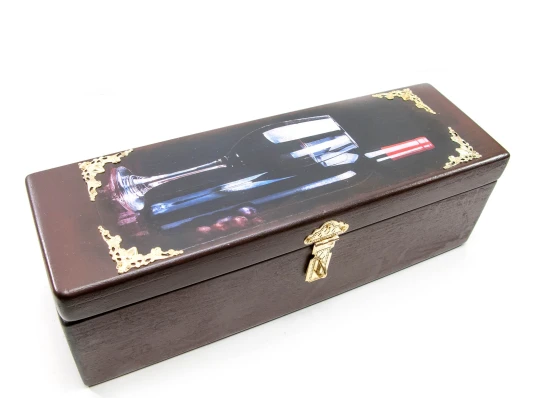 Футляр для бутылок с барменским ножом «Коричневый» (массив дерева 36×11.5×11.5 см) купить в интернет магазине подарков ПраздникШоп