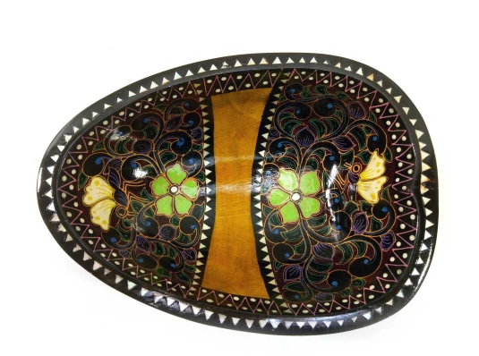 Братина из цельного дерева инкрустированная перламутром (25×17.7×6 см) купить в интернет магазине подарков ПраздникШоп