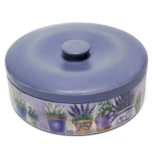 Шкатулка круглая «Лаванда» (16.5×6 см) массив дерева купить в интернет магазине подарков ПраздникШоп