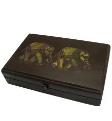 Футляр для бокалов резной «Слоны» массив дерева (31×20×7.5 см) купить в интернет магазине подарков ПраздникШоп