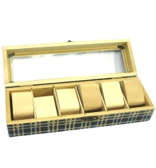 Шкатулка для часов на 6 шт. «Клетка» (34.5×11×8.5 см) купить в интернет магазине подарков ПраздникШоп