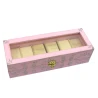 Скринька для годинників на 6 шт. «Рожевий» (31×11×8 см)